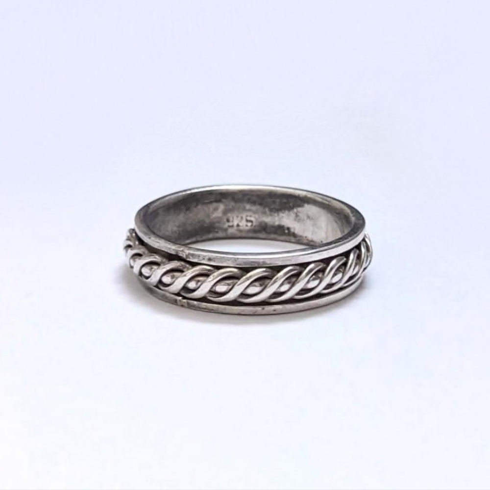 Sterling silver ring spinner fidget band wavey dotted entwined dots size 7 925